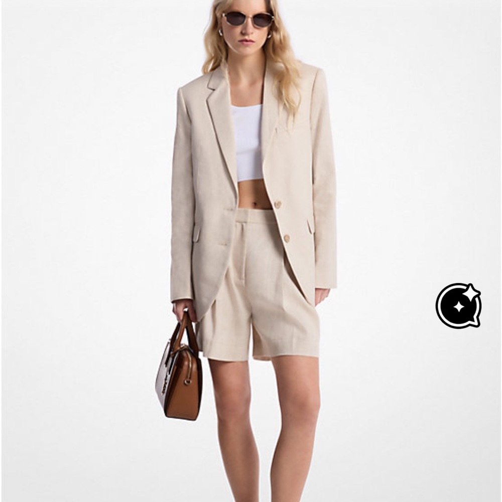 Michael Kors Linen and Cotton Twill Blazer - Dune / nude - XS
